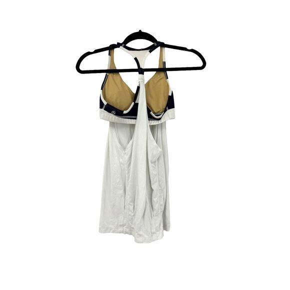 Lululemon Top Womens 4 No Limits Tank White Straightup Stripe Racerback Athletic - Picture 2 of 4